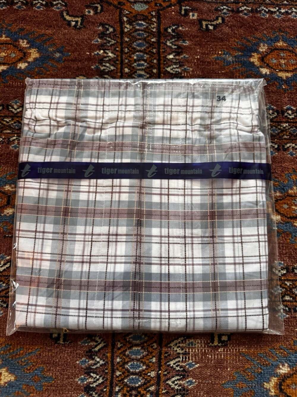 New Size 34 Tiger Mountain Woven Boxer Shorts 100% Cotton Plaid Underwear